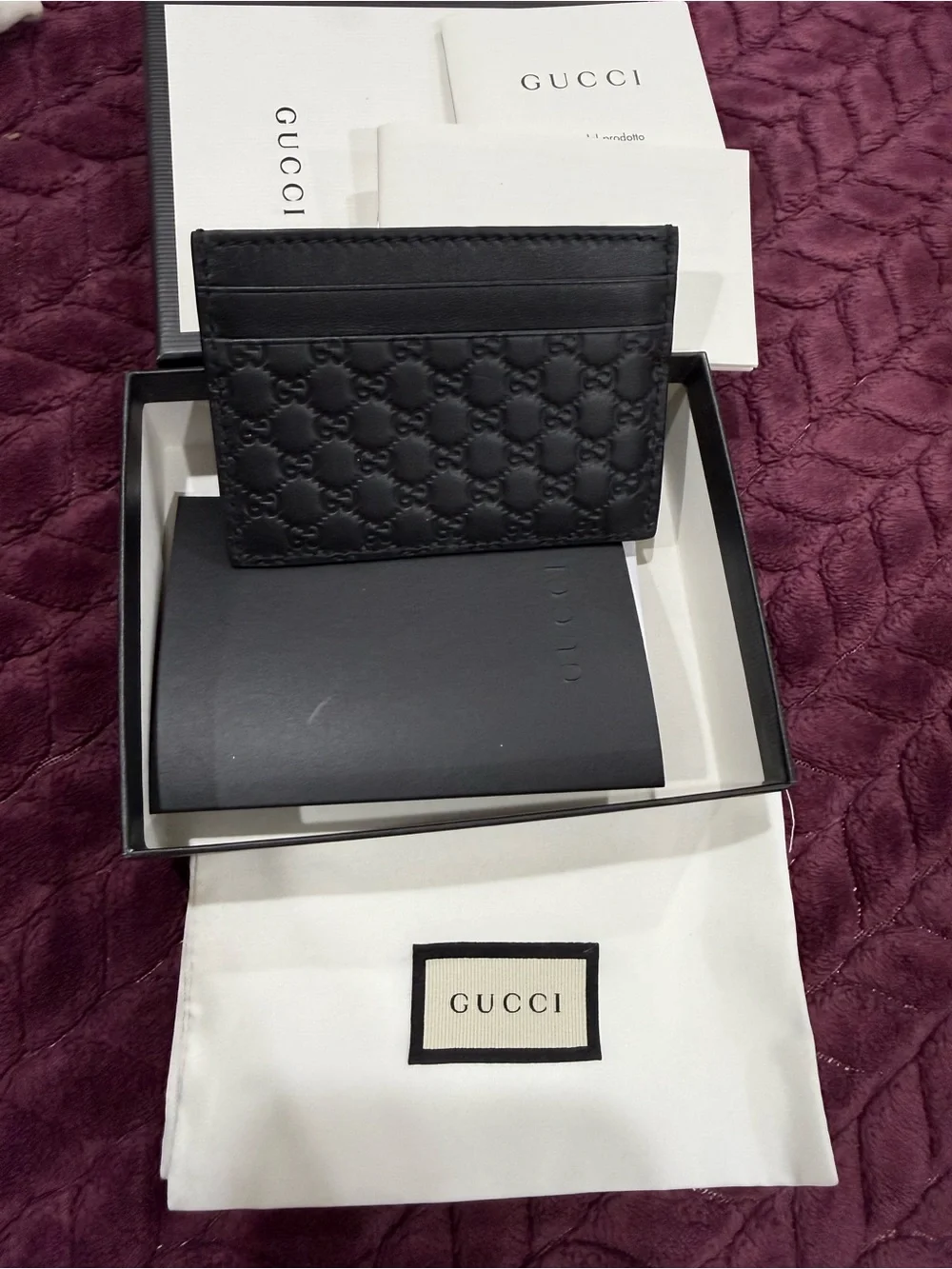 Gucci Black Embossed GG Leather Card Case